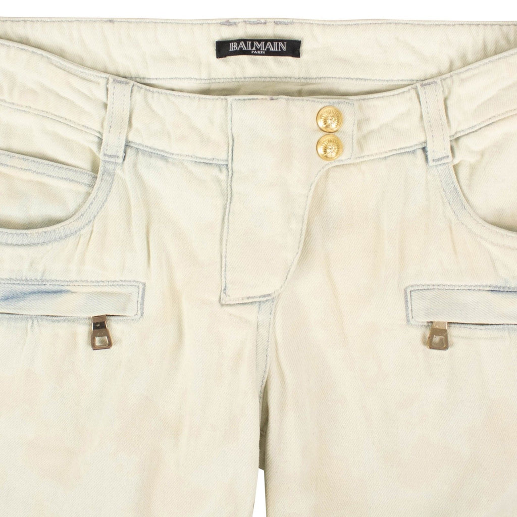 Light Blue Bleached Moto Jeans