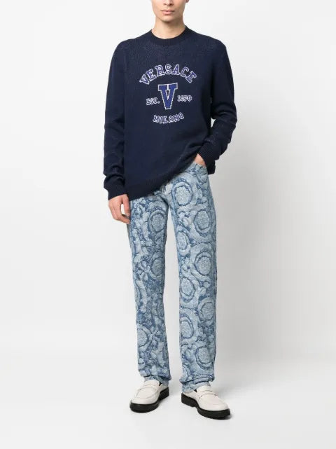 Versace intarsia-knit logo jumper