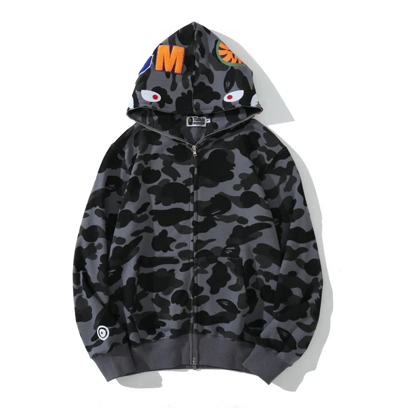 BAPE Color Camo Shark Zip Hoodie Black 0039 100000106SFZH BLAC