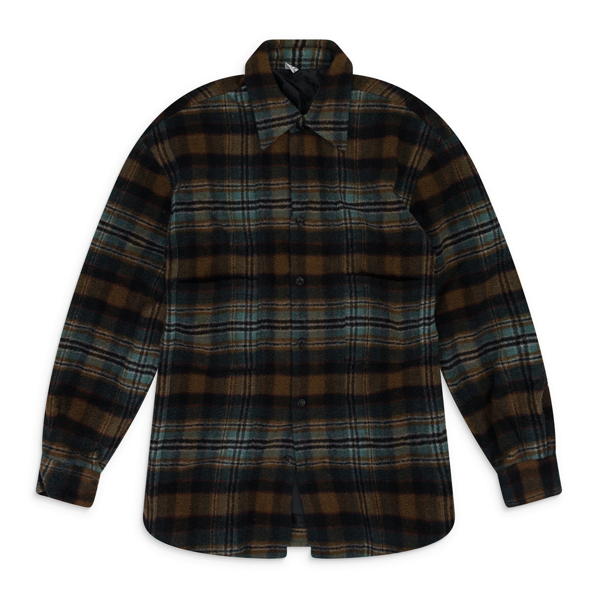 Brown Plaid Check Felted Shirt