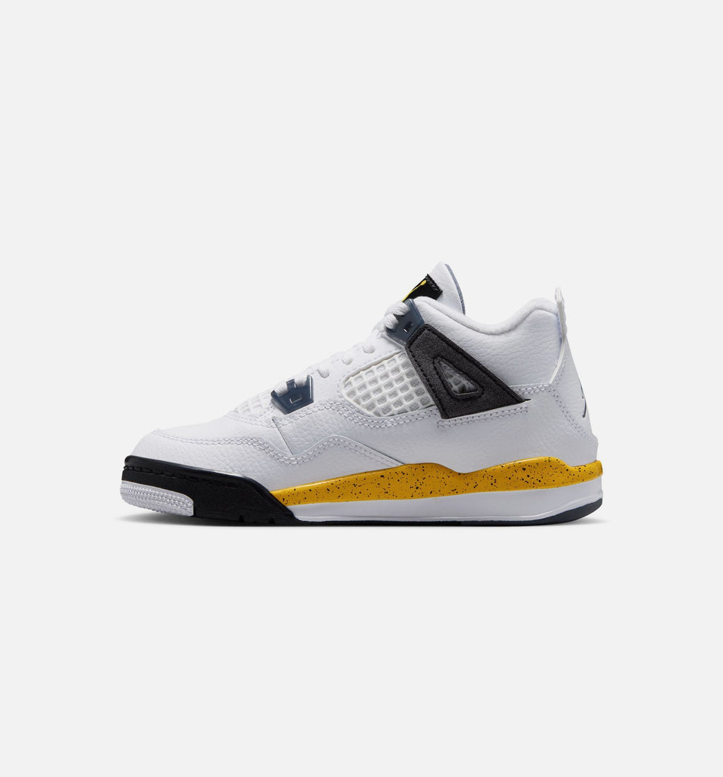 Air Jordan 4 Retro Rare Air Tour Yellow Preschool Lifestyle Shoes - White/Dark Blue Grey/Black/Tour Yellow