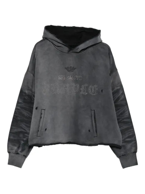 Purple Brand embellished hooded fleece hoodie