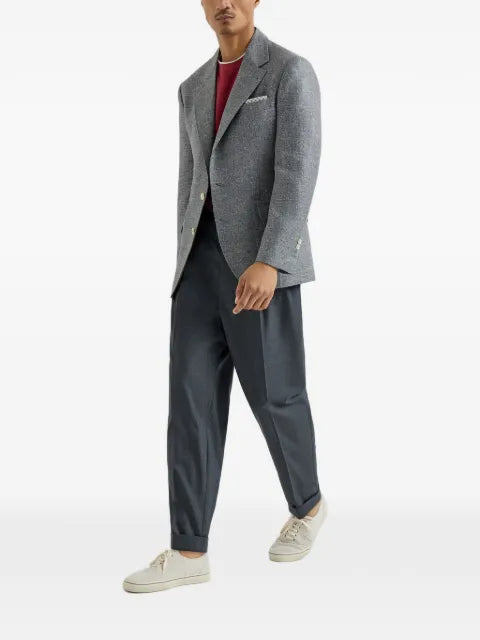Brunello Cucinelli silk, linen and wool hopsack deconstructed Cavallo blazer