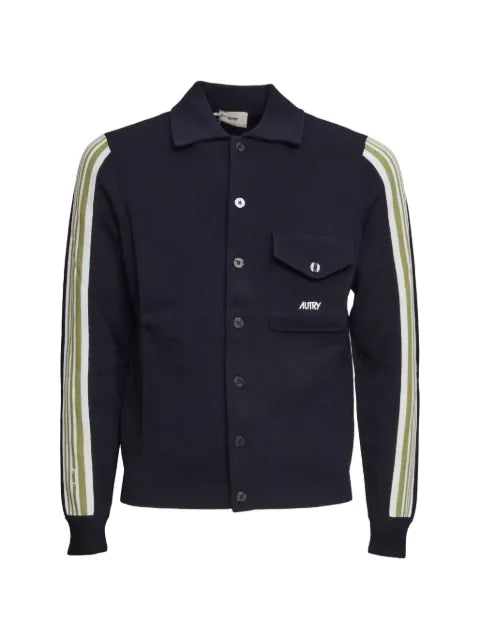Autry stripe-detail knit shirt jacket