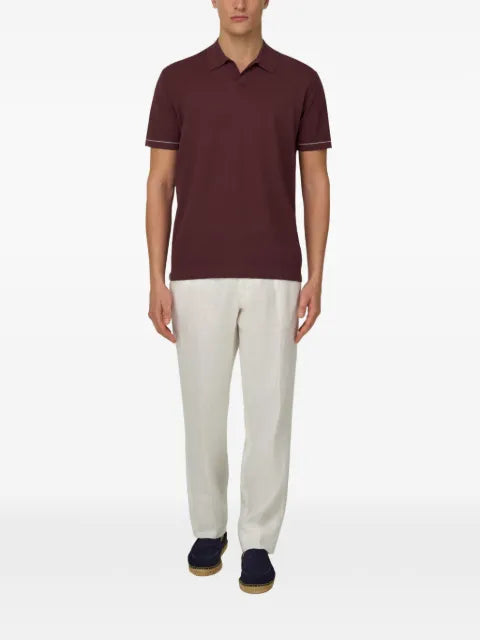 Boggi Milano cotton crepe knit polo shirt