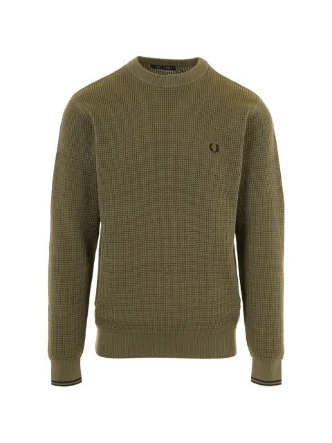 Fred Perry waffle-knit embroidered-logo sweater