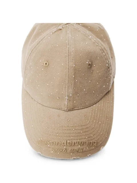 Alexander Wang Crystal-embellished distressed baseball cap