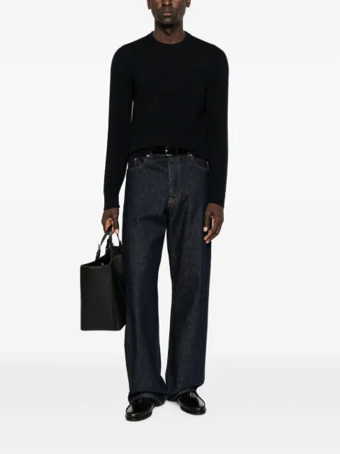 Giorgio Armani crewneck sweater in virgin wool with a textured pattern