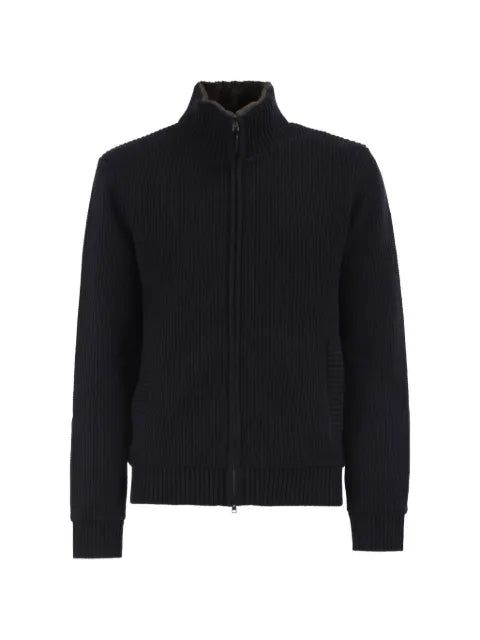 Herno zip-up textured-knit sweater
