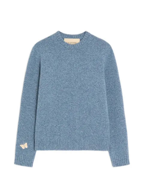 Valentino Garavani mouliné wool jumper with embroidered butterfly patch