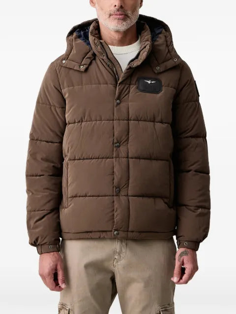 Aeronautica Militare quilted hooded jacket