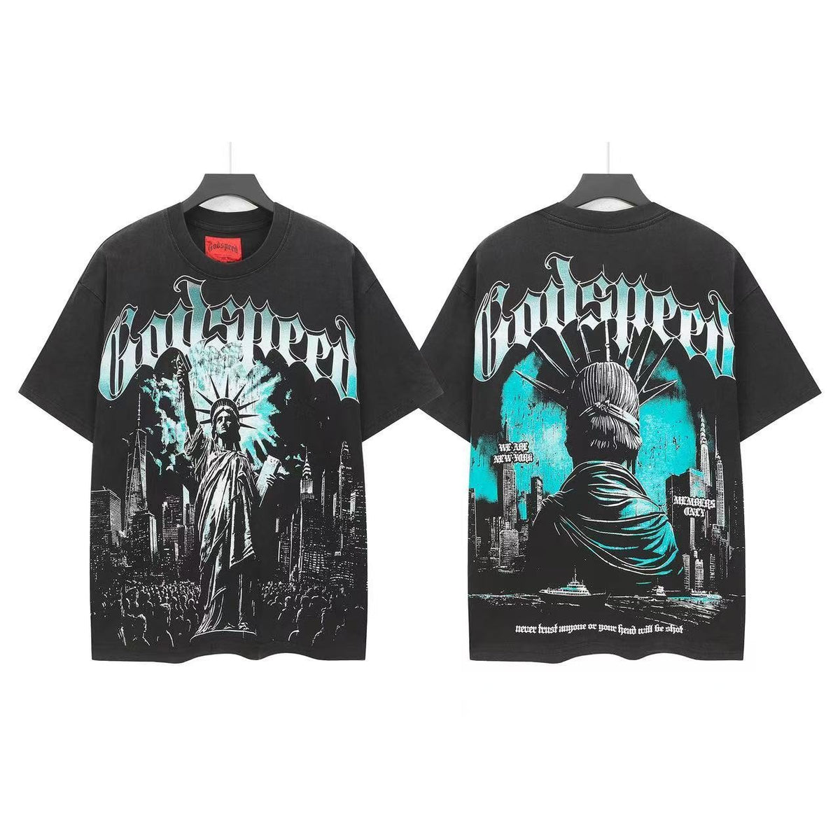 Godspeed Liberty Seated Figure Graphic T-Shirt