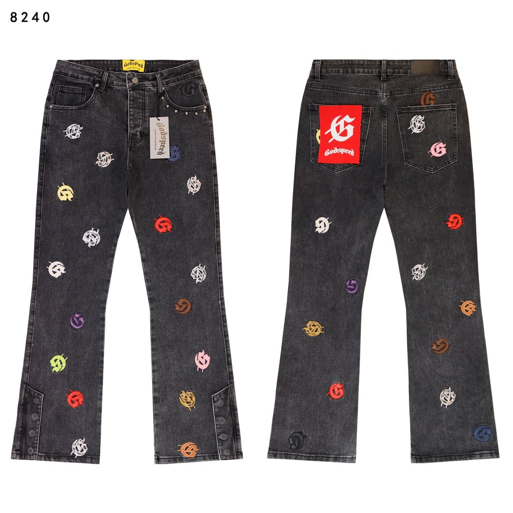 Godspeed Embroidered Flared Jeans