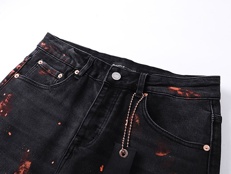 Purple Brand Black Paint-Splatter Distressed Jeans