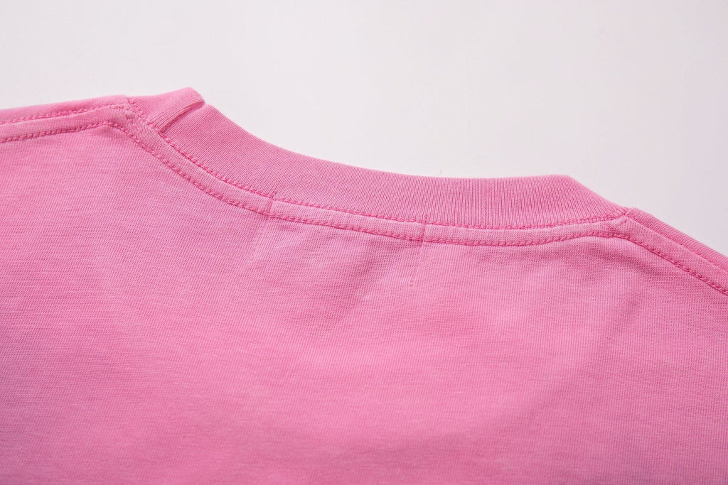 MAJESTIK Pink Rhinestone Distressed Graphic T-Shirt