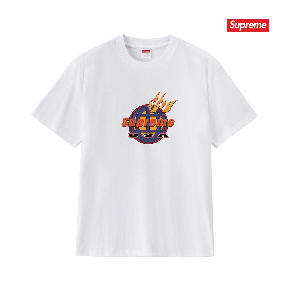 Supreme Flame Globe Graphic Short-Sleeve T-Shirt