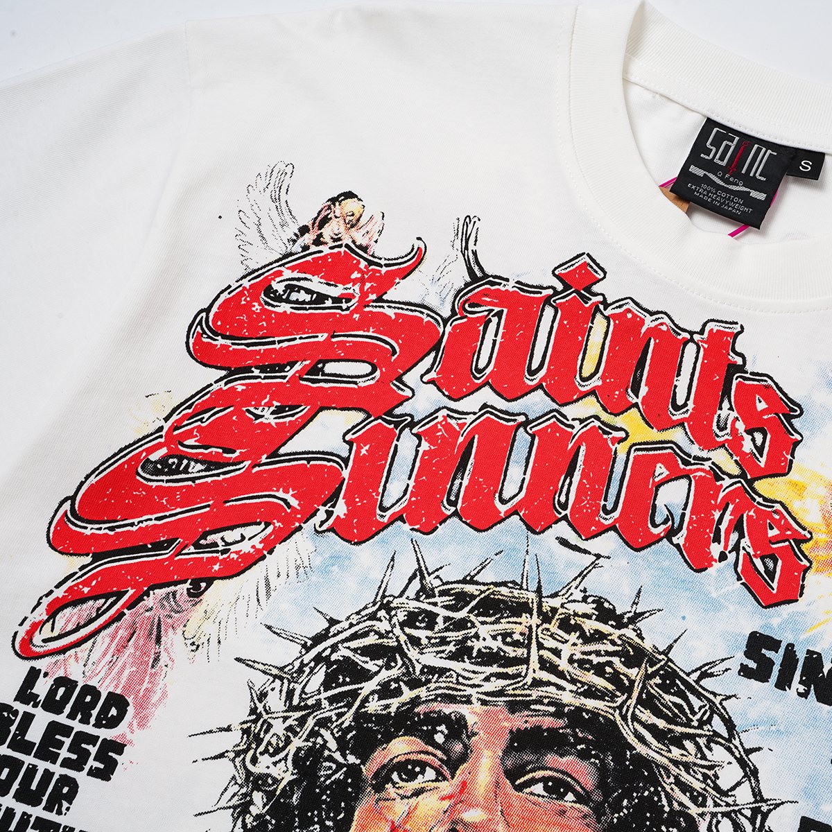SAINT Religious-Inspired Graphic Short-Sleeve T-Shirt