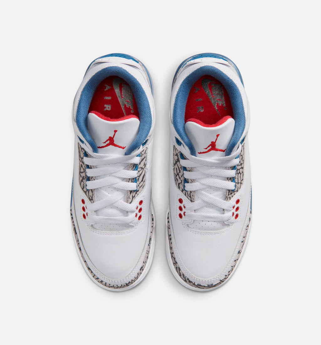 Air Jordan 3 Retro OG True Blue – Grade School Lifestyle Shoe in White/Fire Red/True Blue