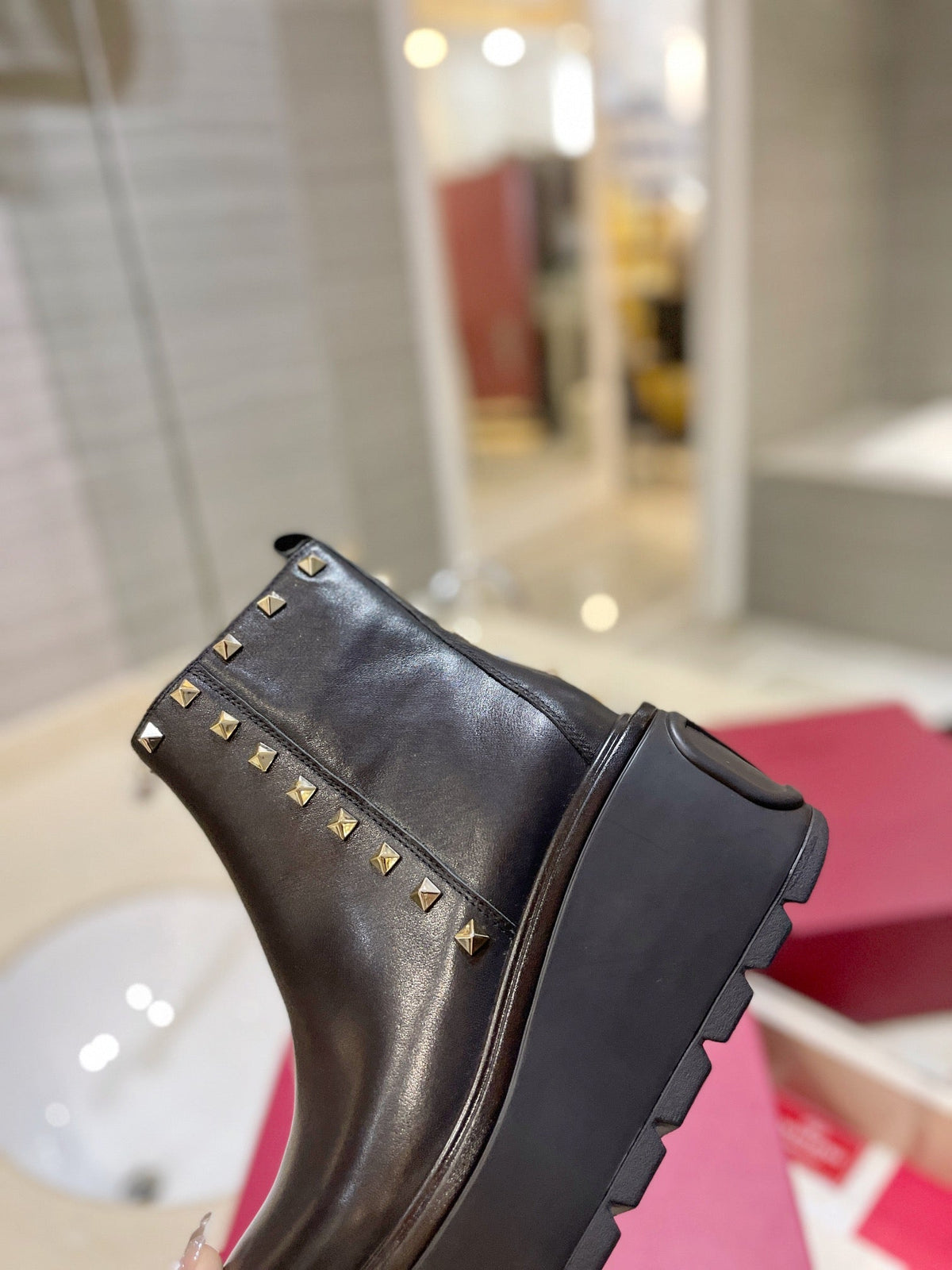 Valentino Garavani Uniqueform Calfskin Platform Ankle Boots