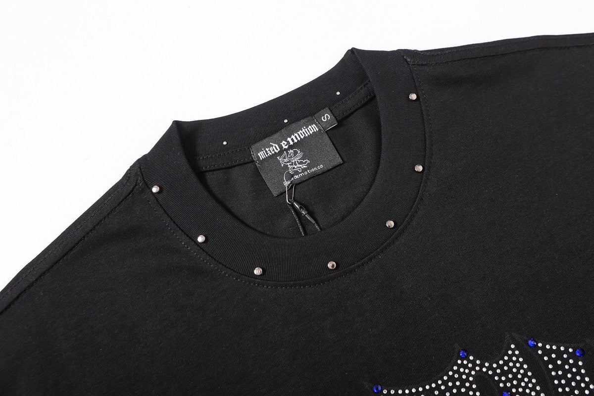 MIXED EMOTION Studded Angel Graphic T-Shirt