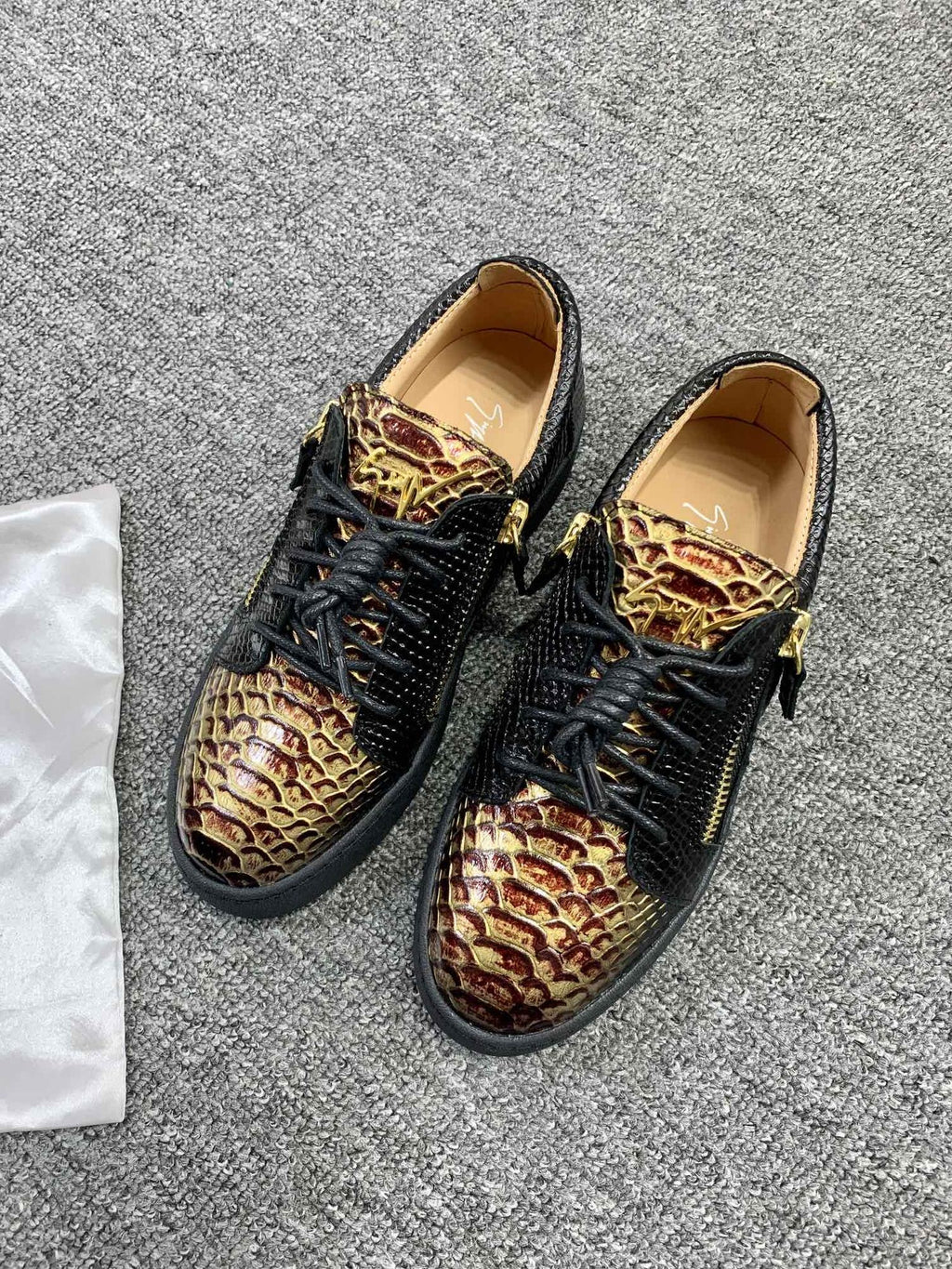 Giuseppe Zanotti Black Snakeskin Low-Top Sneakers
