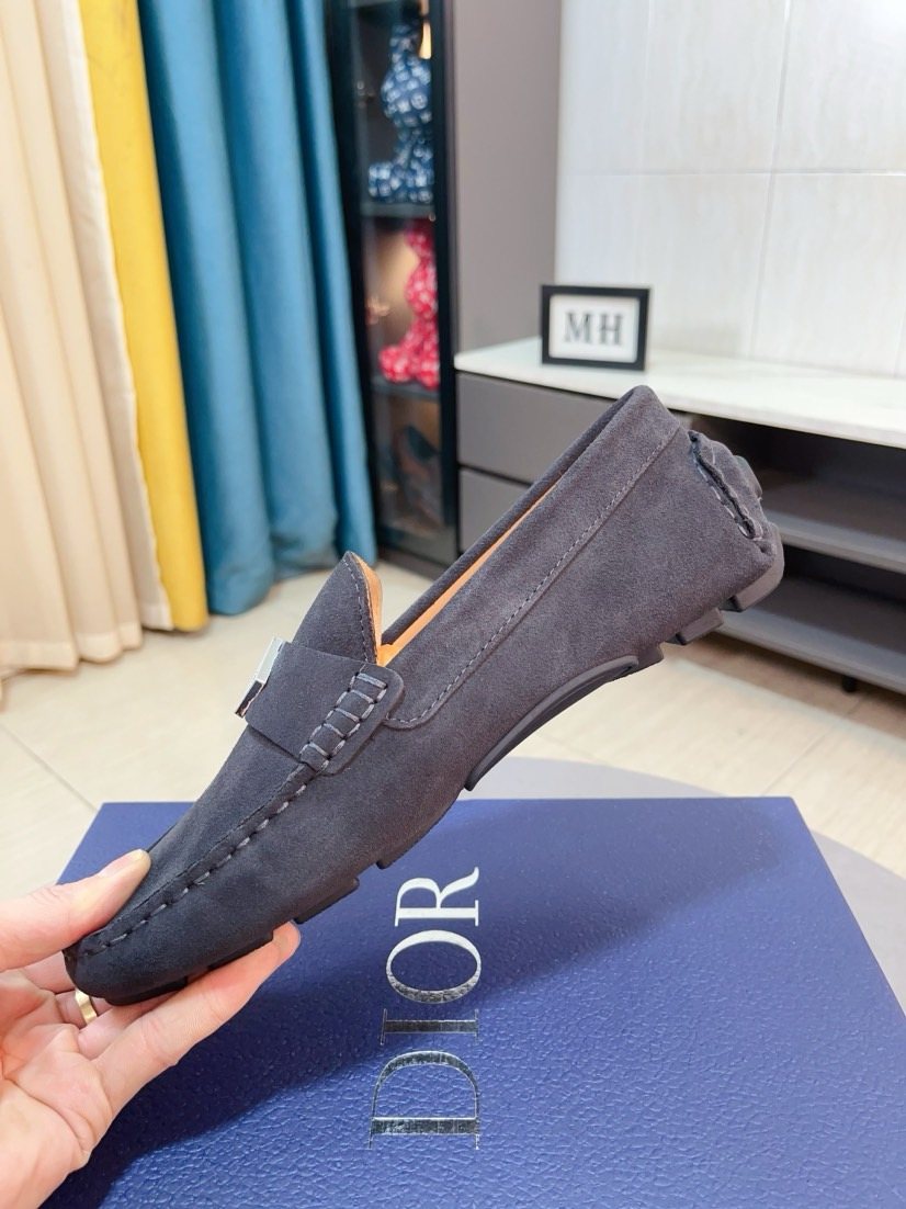 Dior Dark Gray Metal Accent Loafers