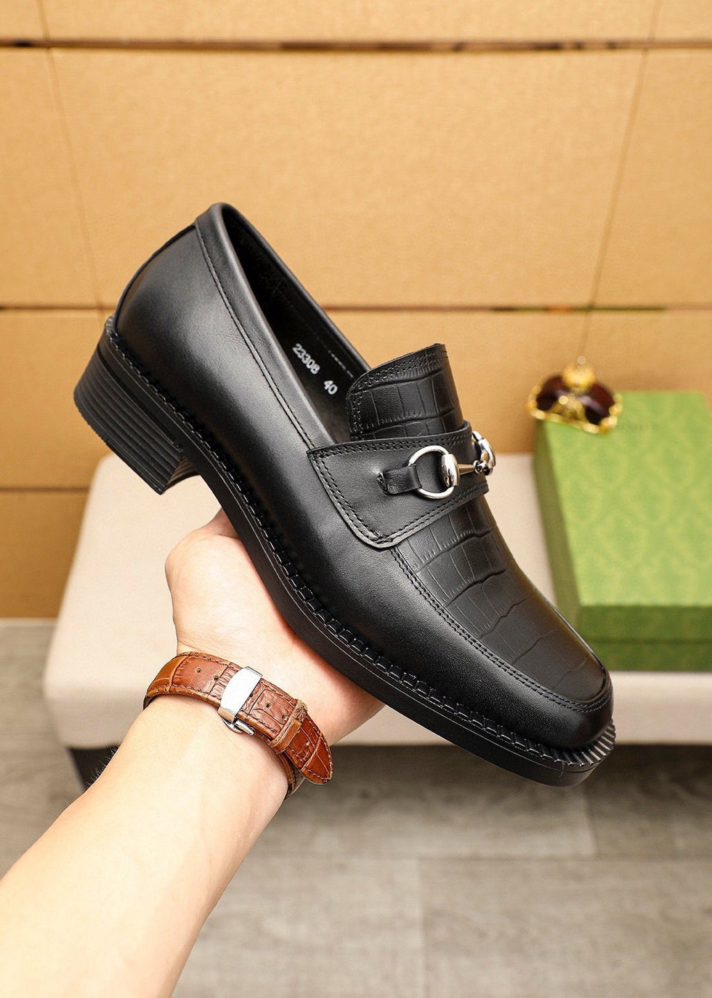 Gucci Black Leather Bit Loafers