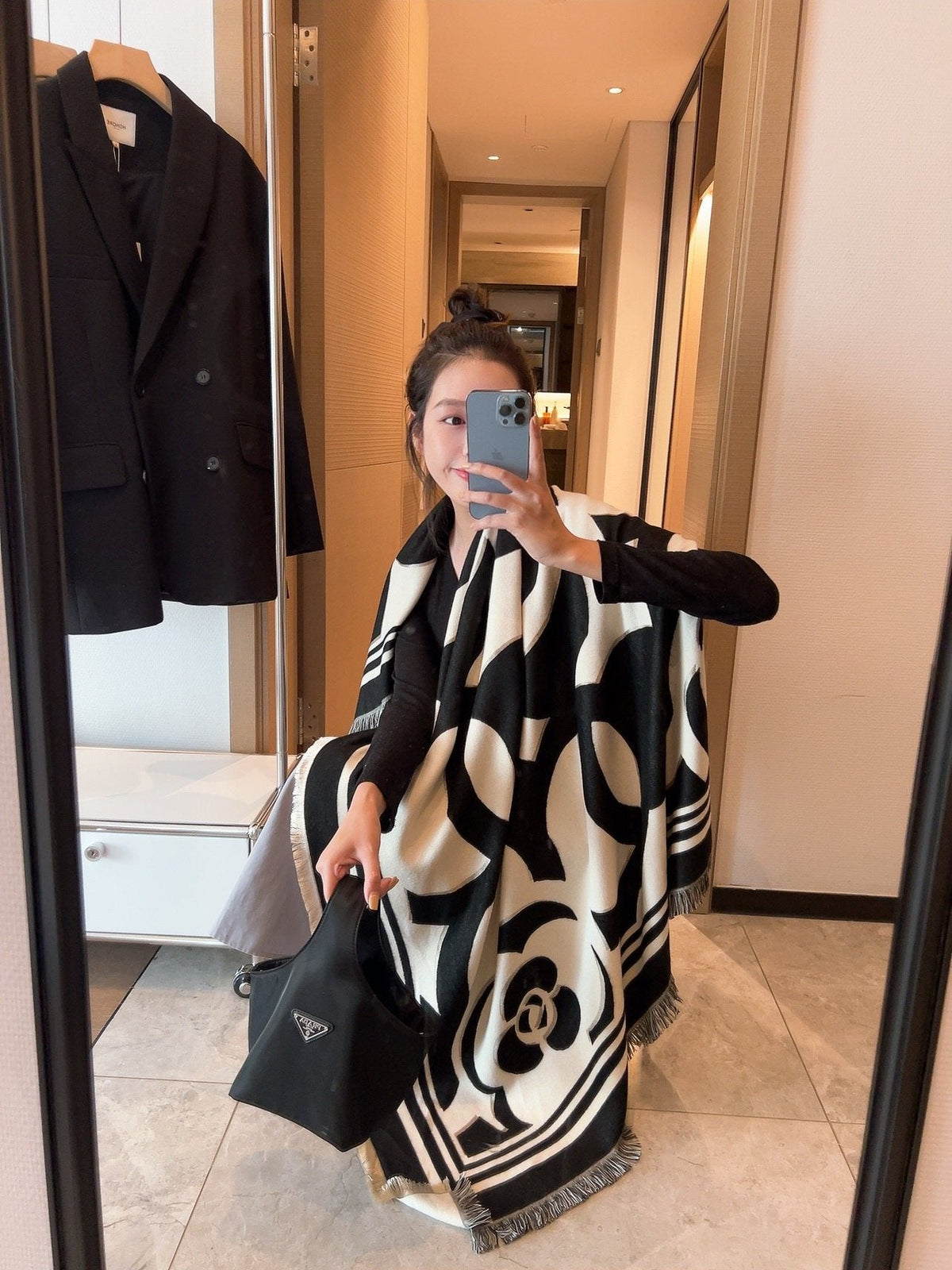 Chanel Floral Square Scarf