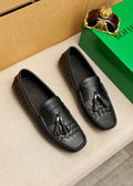 Bottega Veneta Black Tassel Woven Loafers