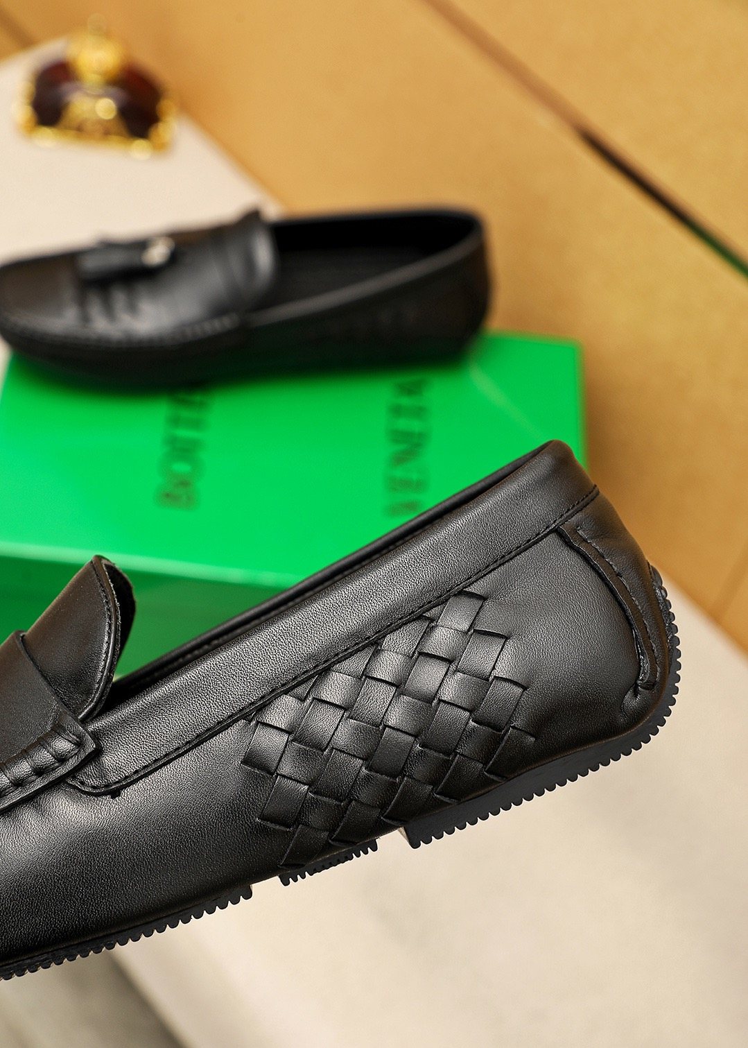 Bottega Veneta Black Tassel Woven Loafers