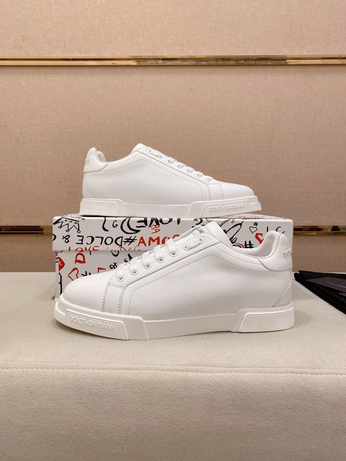 Dolce & Gabbana White Lace-Up Low-Top Sneakers