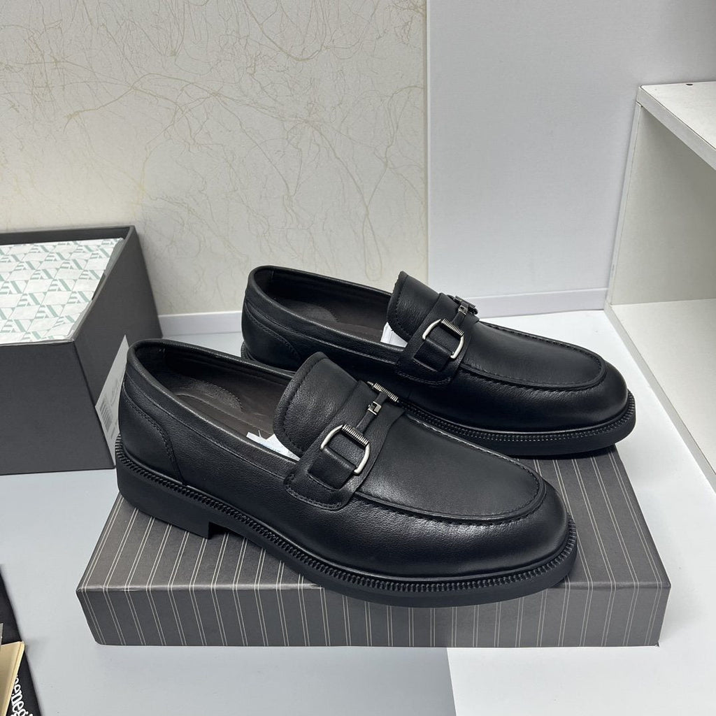 Ermenegildo Zegna Men's Black Leather Bit Loafers