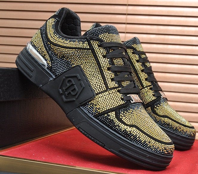 Philipp Plein Gold Studded Low-Top Sneakers