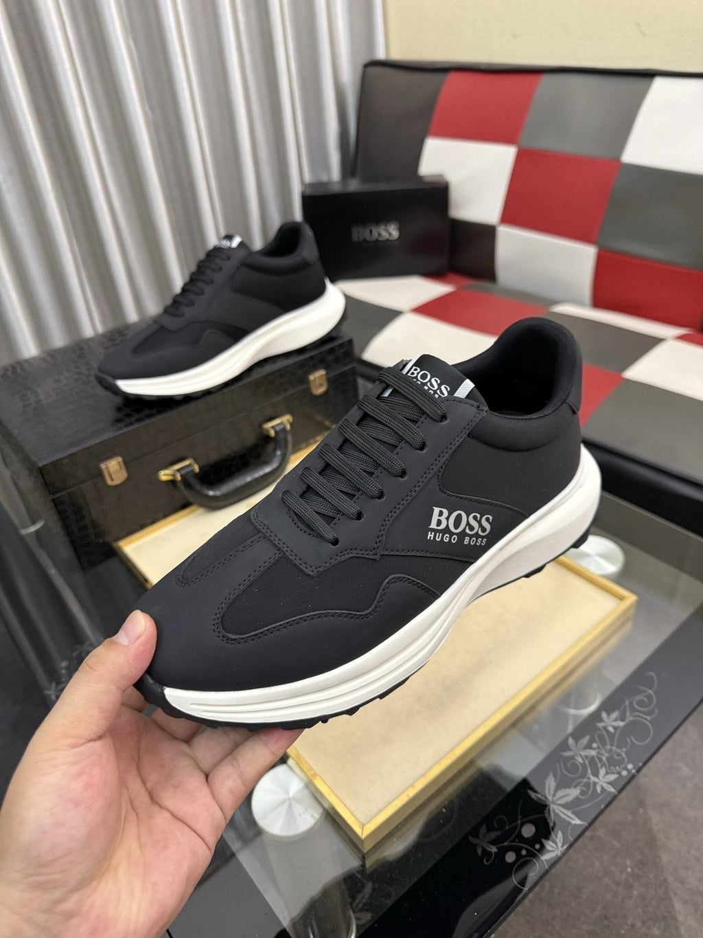 BOSS Men's Lace-Up Low-Top Sneakers