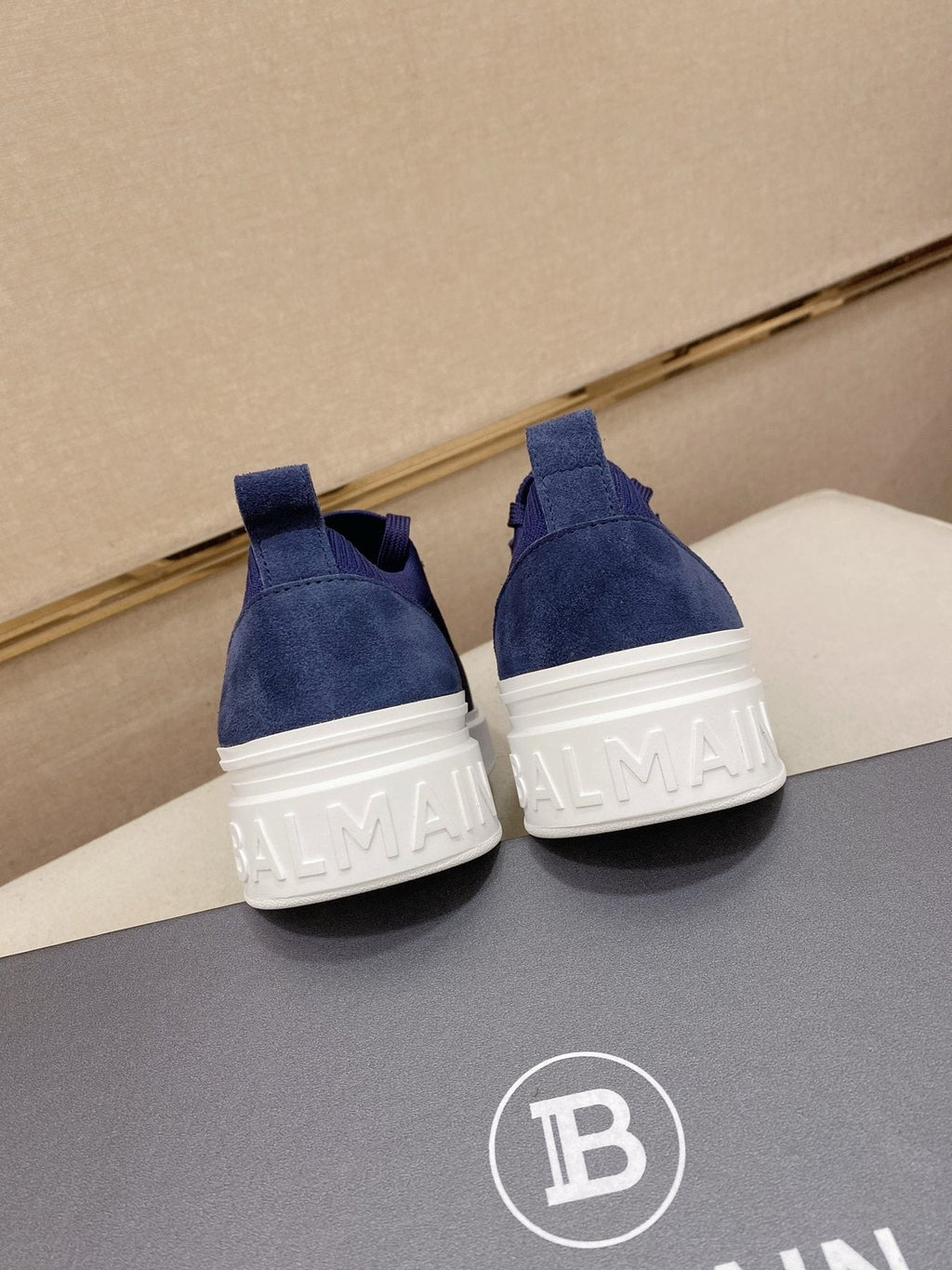 Balmain Men's Knit Low-Top Sneakers - Monogram Detail