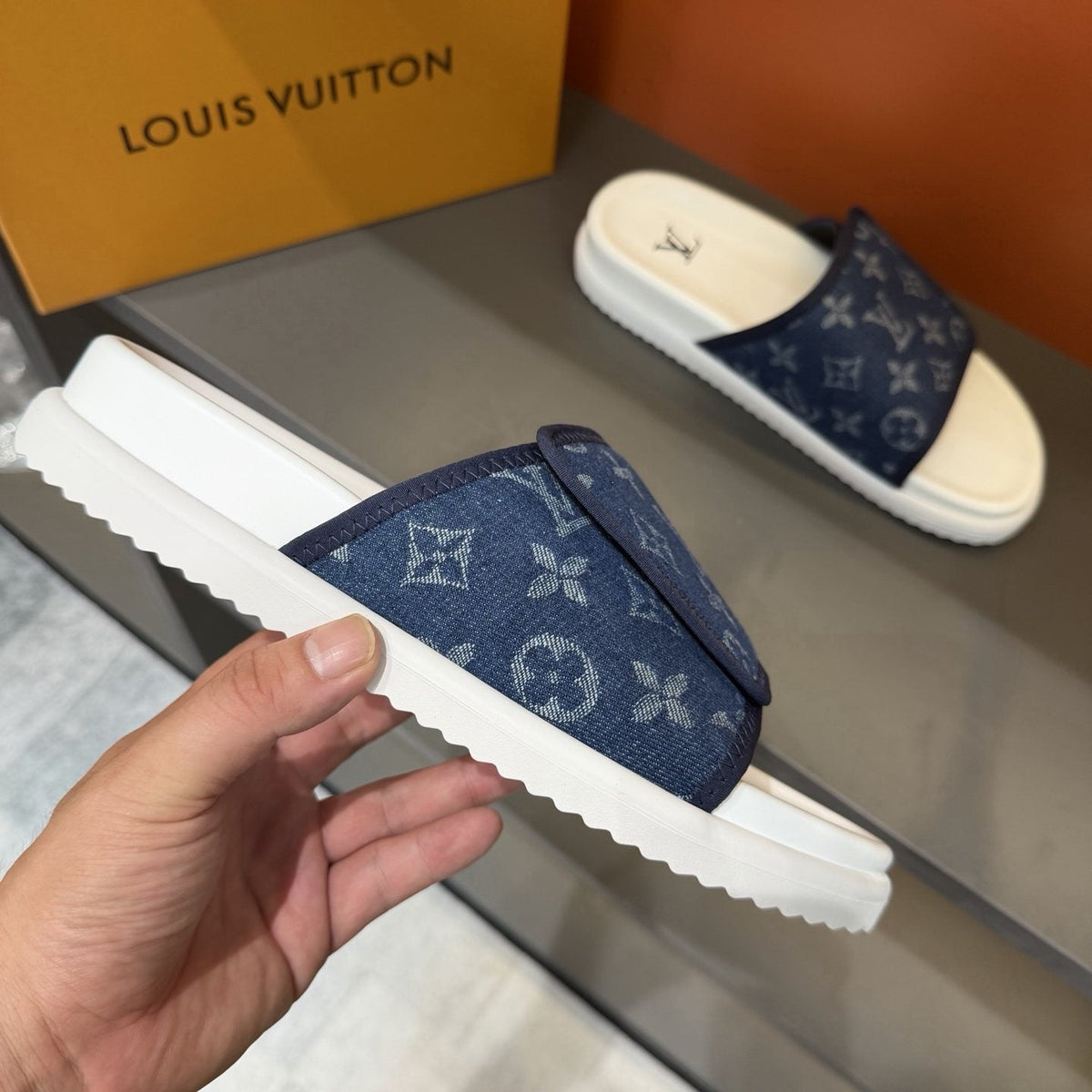 Louis Vuitton Monogram-Patterned Slide Sandals