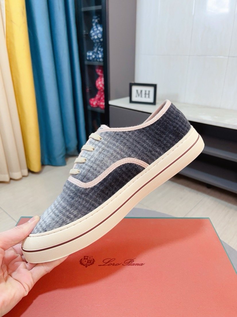 Loro Piana Contrast-Trim Low-Top Casual Shoes