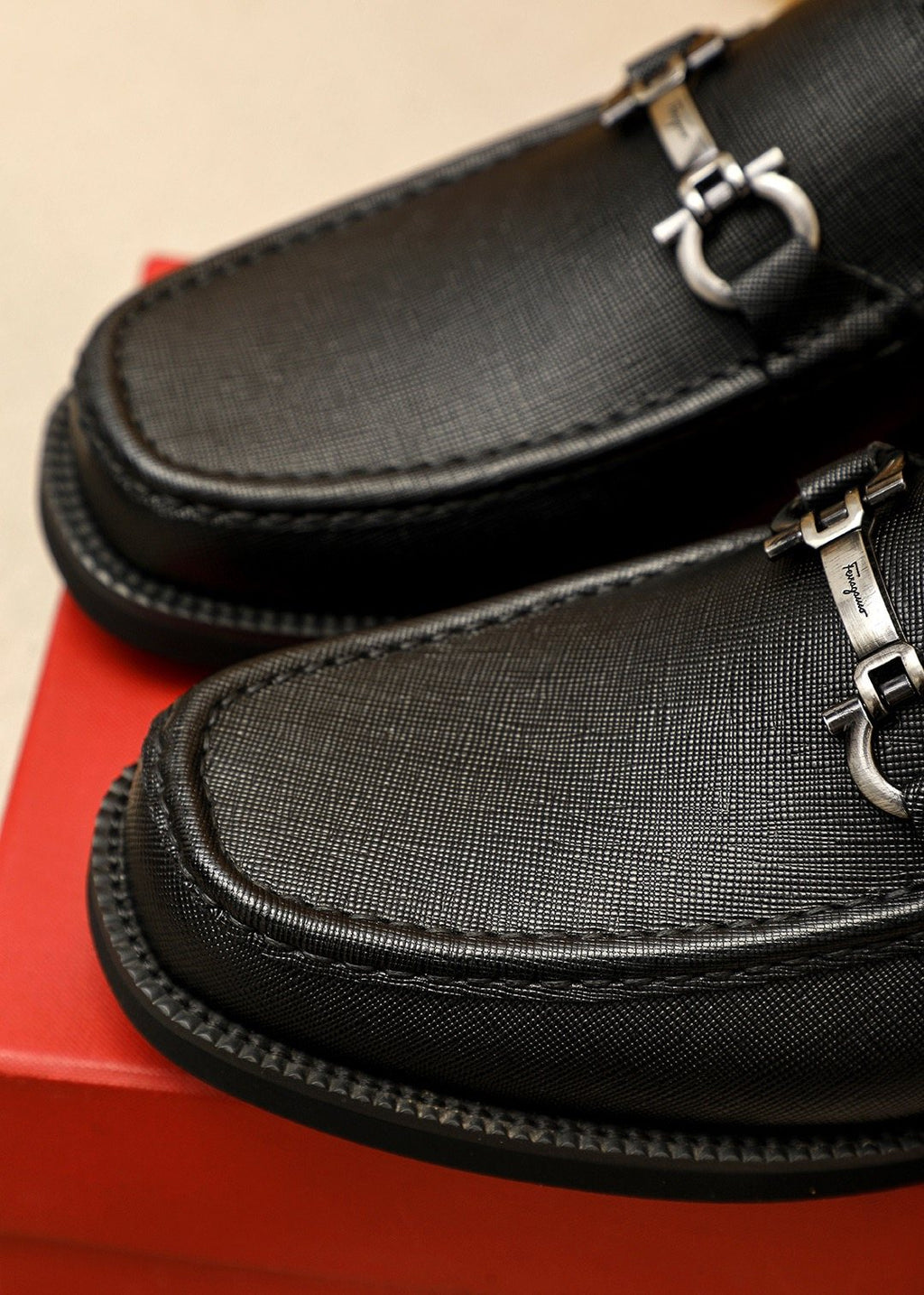 Ferragamo Men's Black Bit Loafers - Silver-Toned Vamp Hardware