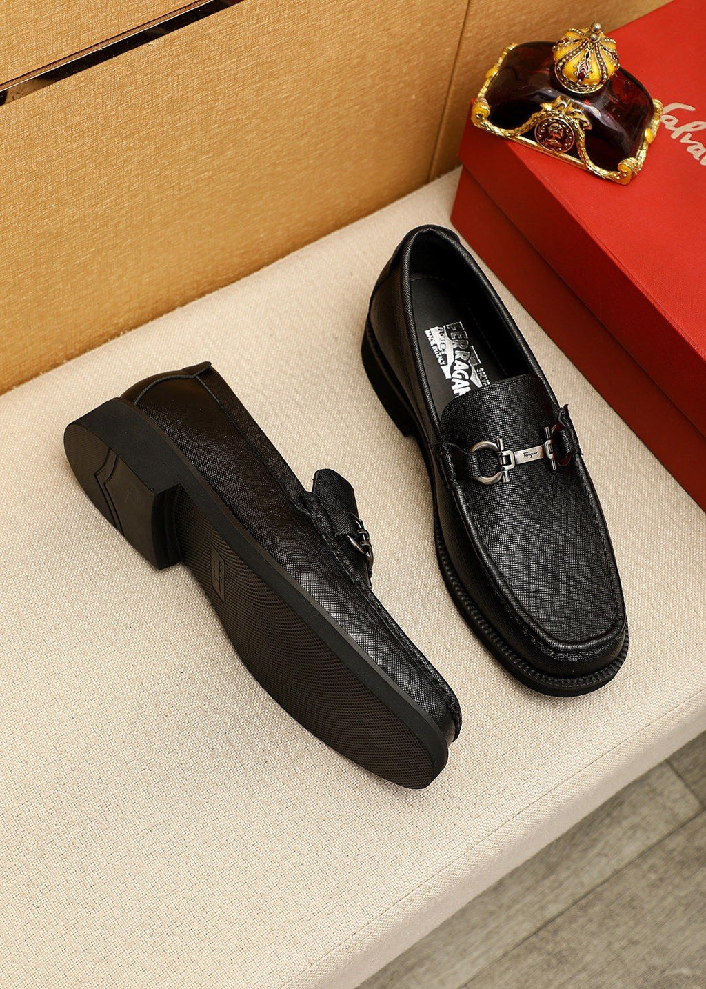 Ferragamo Men's Black Bit Loafers - Silver-Toned Vamp Hardware