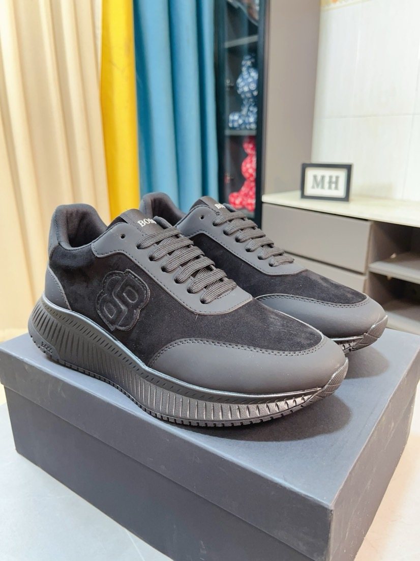 BOSS Men's Olive Green Low-Top Sneakers