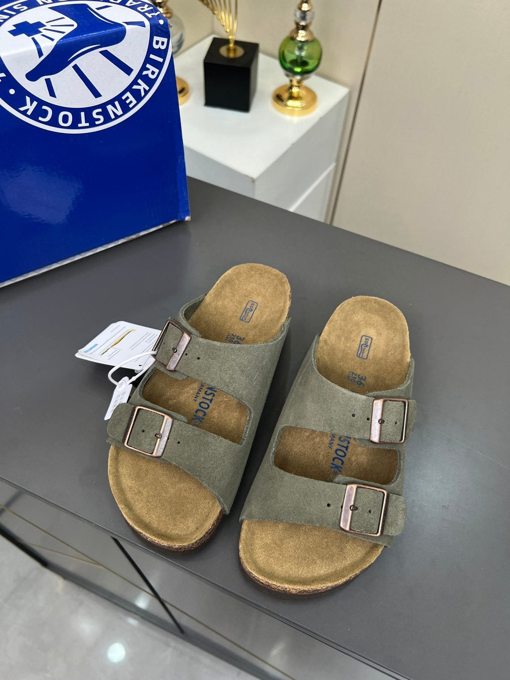 Birkenstock Two-Strap Buckle Slide Sandals