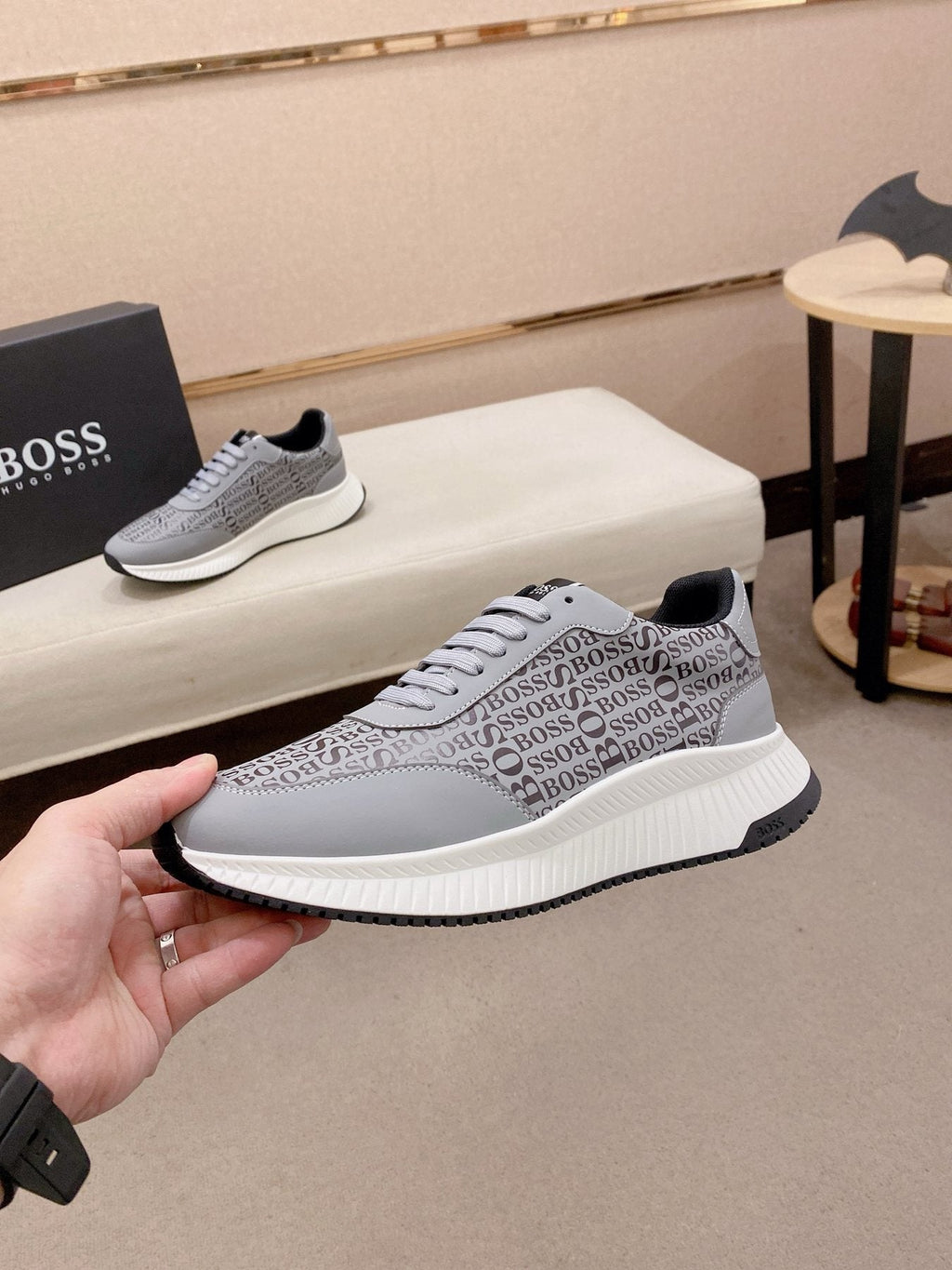 BOSS Men's Textured Low-Top Sneakers