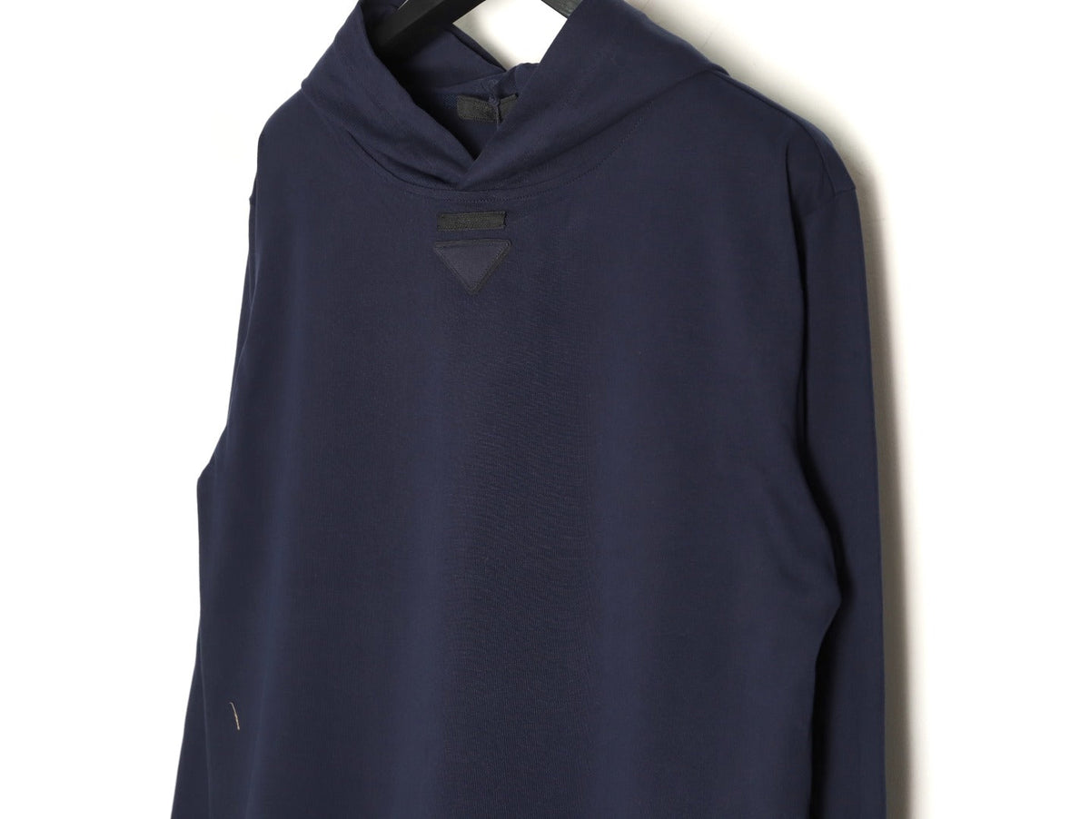 Prada PRD Neck-Label Relaxed Pullover Hoodie - Navy